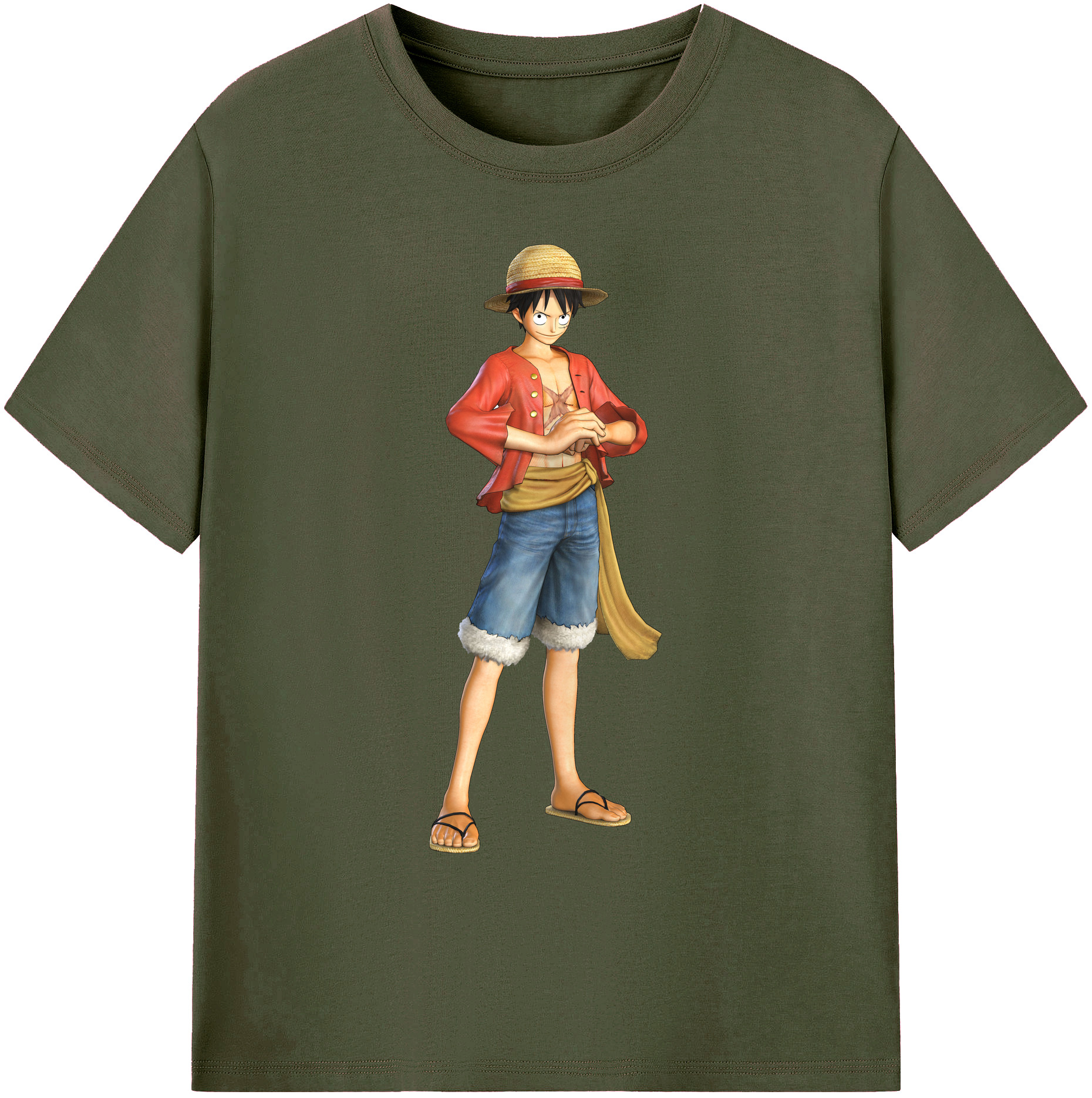 ワンピース モンキー・D・ルフィ ONE PIECE Monkey D. Luffy 綿100％ メンズ半袖Tシャツ｜肌触りやわらか＆通気性